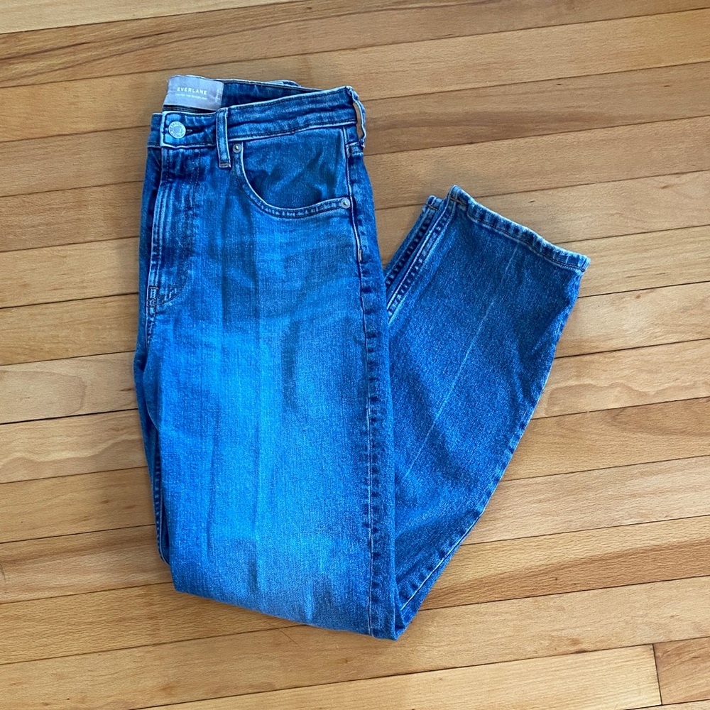 Everlane High Rise Straight Jeans in Blue